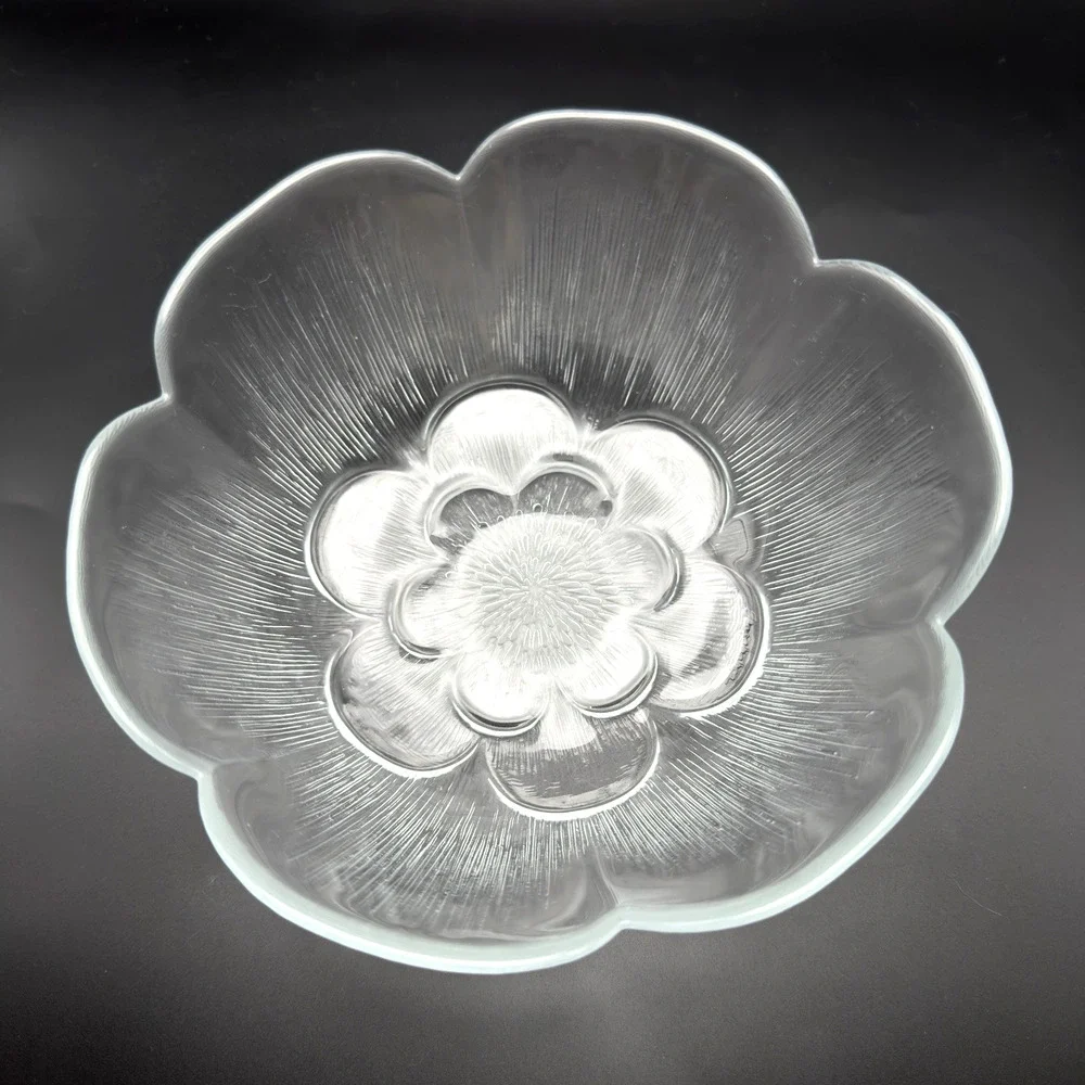Vintage Clear Glass Flower Bowl Turkish 7